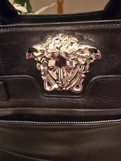 plant/VER2-Versace Black Leather Handbag-1-thumbnail