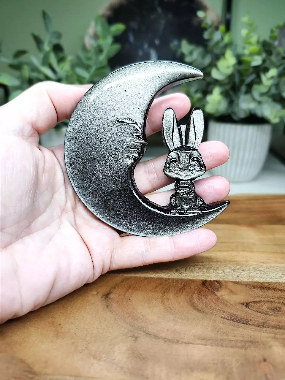 plant/Sliver Sheen Obsidian moon w/ bunny-0