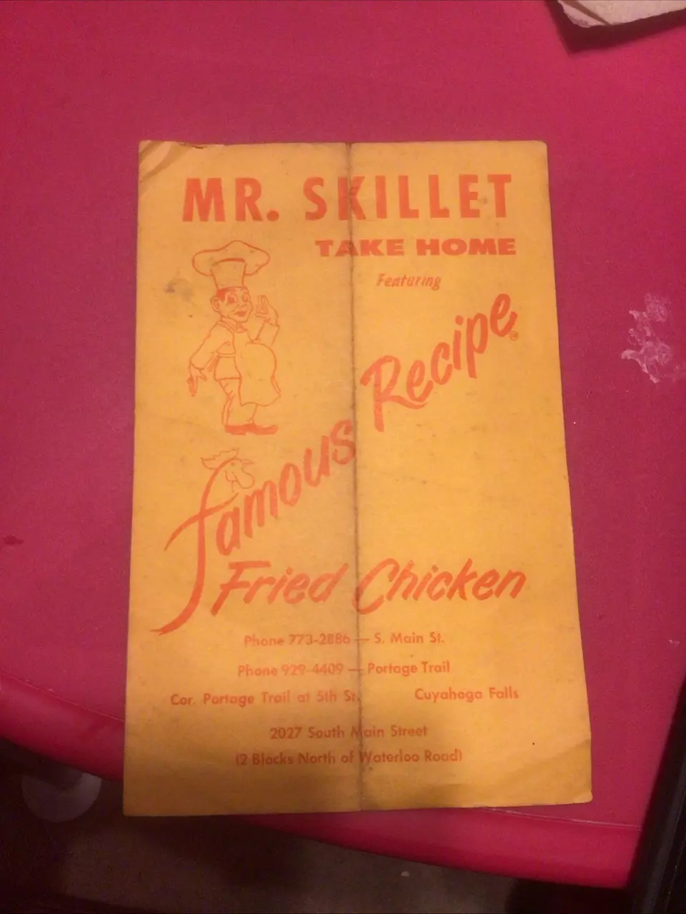 plant/Vintage Mr Skillet Famous Recipe Fried Chicken Menu-1