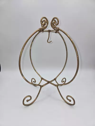 plant/Vintage Brass Ornament Holder Stand Adjustable Folding Display 9 3/8"-1-thumbnail