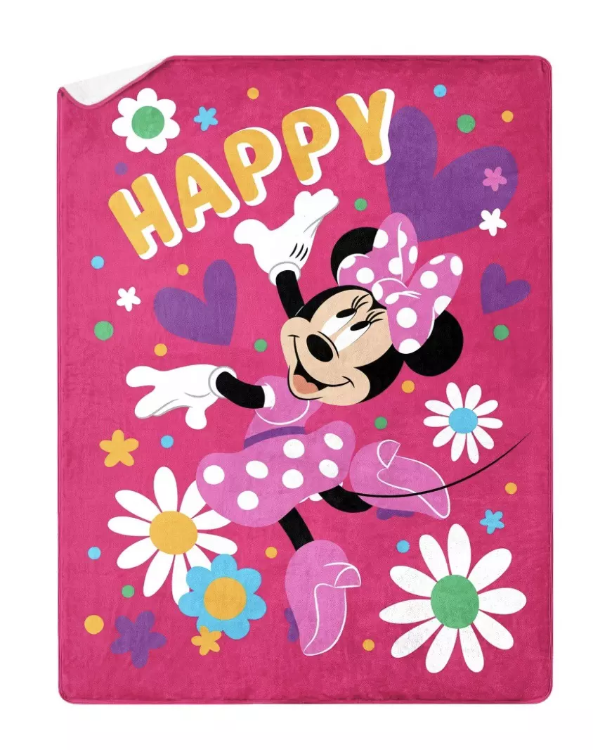 plant/Minnie Mouse Happy Minnie Disney Kids Silk Touch Throw Blanket with Sherpa-0