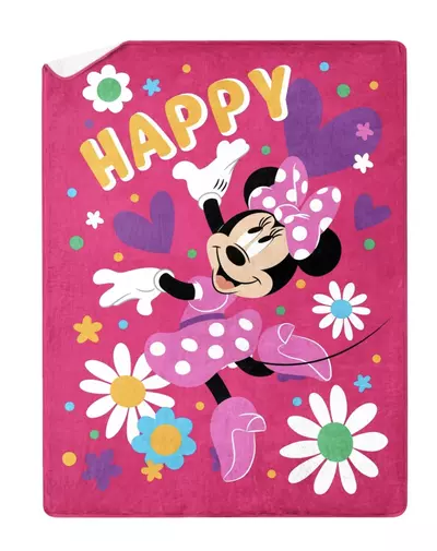 plant/Minnie Mouse Happy Minnie Disney Kids Silk Touch Throw Blanket with Sherpa-0-thumbnail