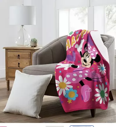 plant/Minnie Mouse Happy Minnie Disney Kids Silk Touch Throw Blanket with Sherpa-3-thumbnail