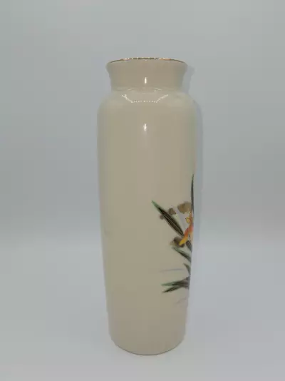 plant/Vintage Japanese Crazed Glaze Vase Hand Painted Floral Gold Rim 9 5/8 Japan-2-thumbnail