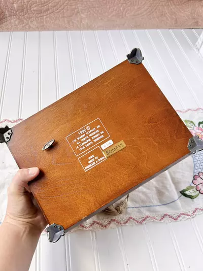 plant/The Bombay Co. Vintage Wooden Jewelry Box with removable tray 10x 4 1/4-5-thumbnail