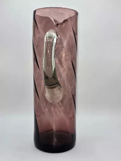 plant/Vintage Italian Art Glass Pitcher Amethyst Empoli Style Hand Blown 13 1/8”-3-thumbnail