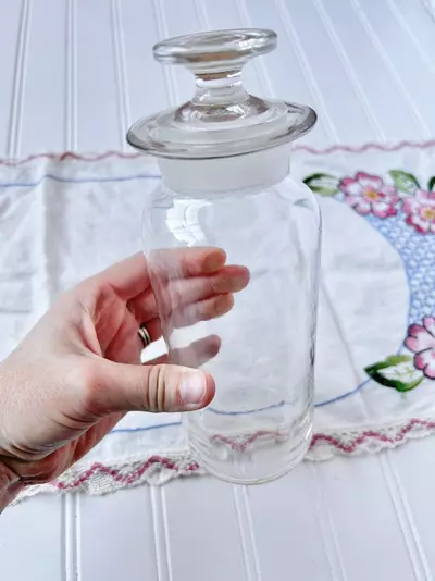 plant/Tall glass apothecary jar #1 with wide  ground glass lid/stopper-0-thumbnail