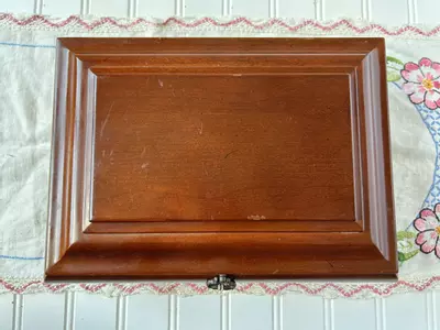 plant/The Bombay Co. Vintage Wooden Jewelry Box with removable tray 10x 4 1/4-0-thumbnail