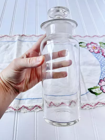 plant/Tall glass apothecary jar #1 with wide  ground glass lid/stopper-1-thumbnail