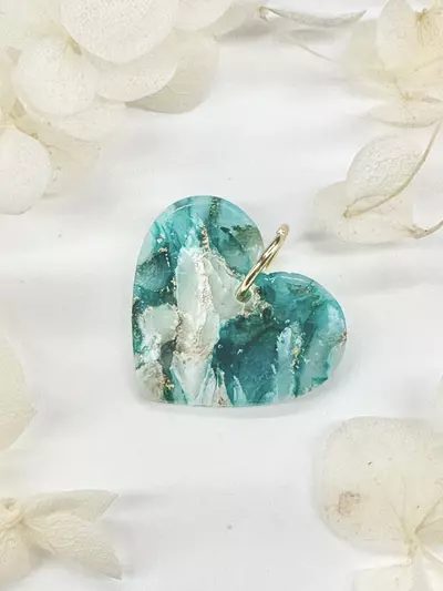 plant/Heart Charm – Jade Marble with Gold Flakes-0-thumbnail