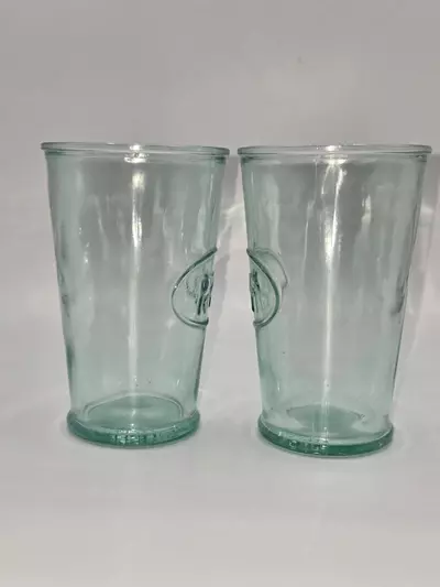 plant/Vintage Italian Cow Tumbler Glasses Set of 2 Embossed Pressed Glass Italy 5”-1-thumbnail