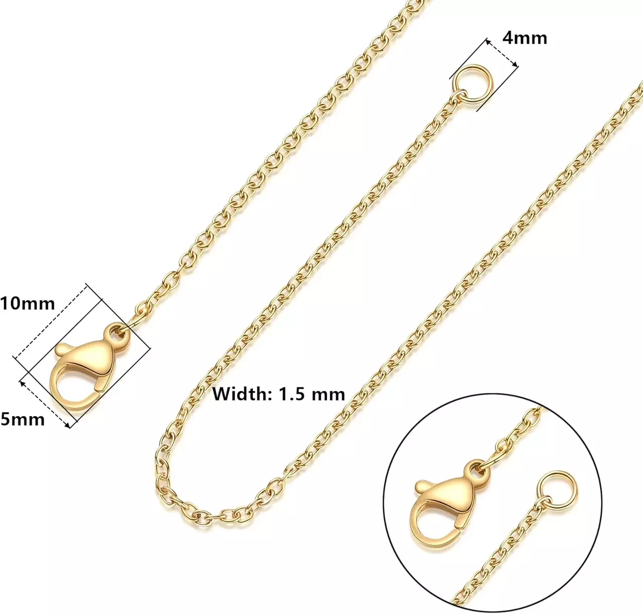 free_shipping/Gold-Plated Stainless Steel Necklace Chain – 1.5mm, 18″-0