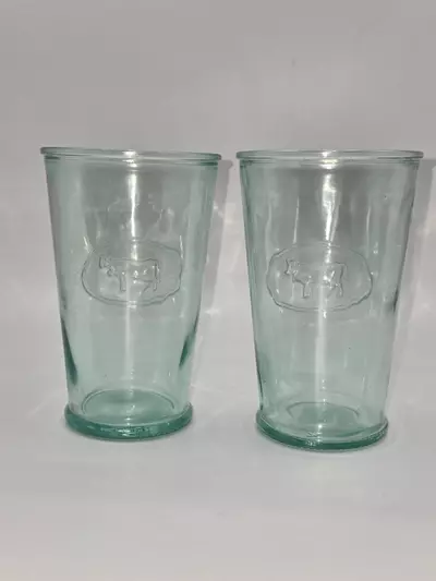 plant/Vintage Italian Cow Tumbler Glasses Set of 2 Embossed Pressed Glass Italy 5”-2-thumbnail
