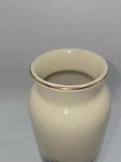 plant/Vintage Japanese Crazed Glaze Vase Hand Painted Floral Gold Rim 9 5/8" Japan-3-thumbnail