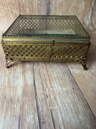 plant/Vintage Ormolu Glass Jewelry Box-6-thumbnail