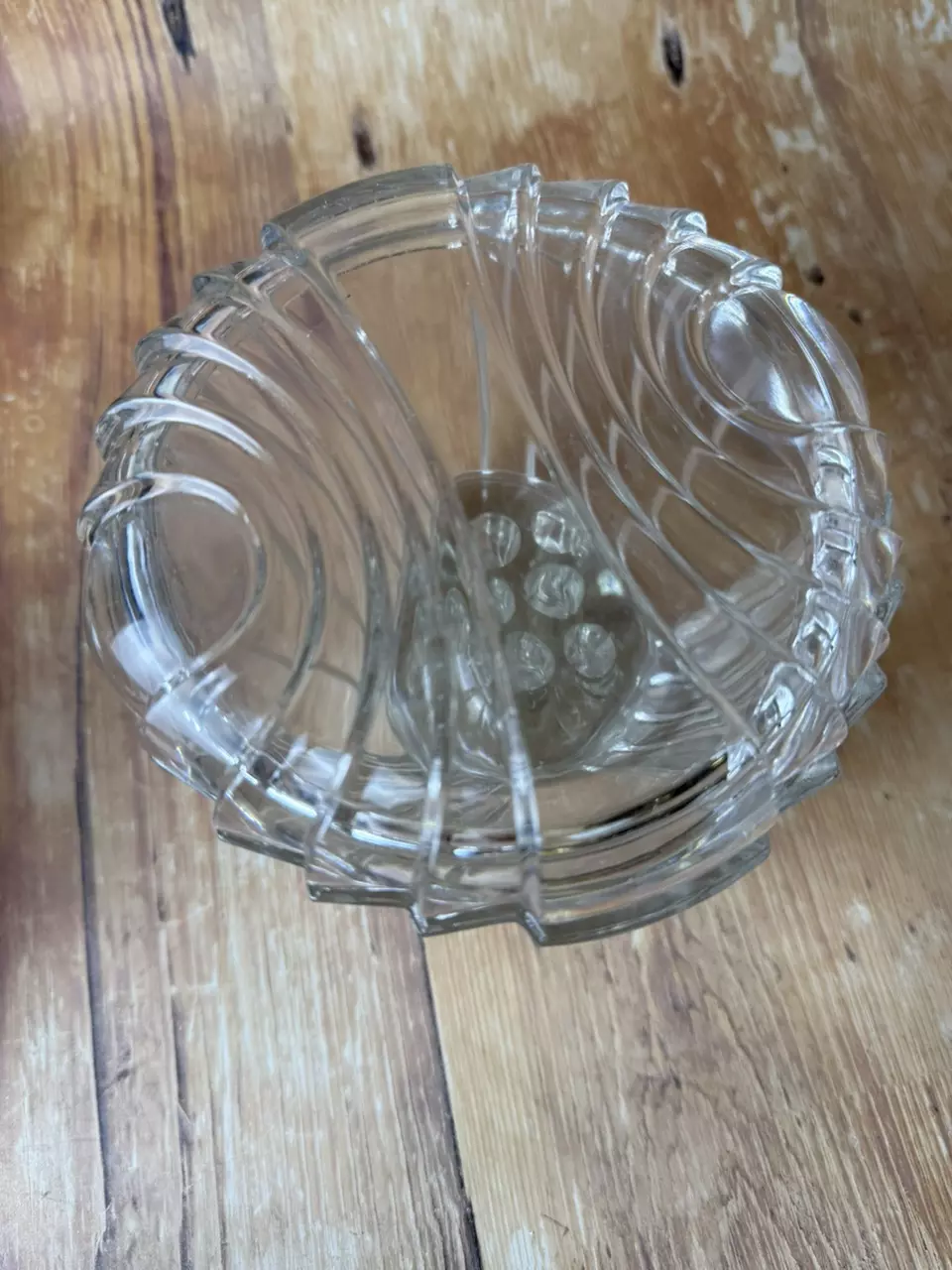 plant/Art Deco Style Glass Jar with Flower Frog Lid-1