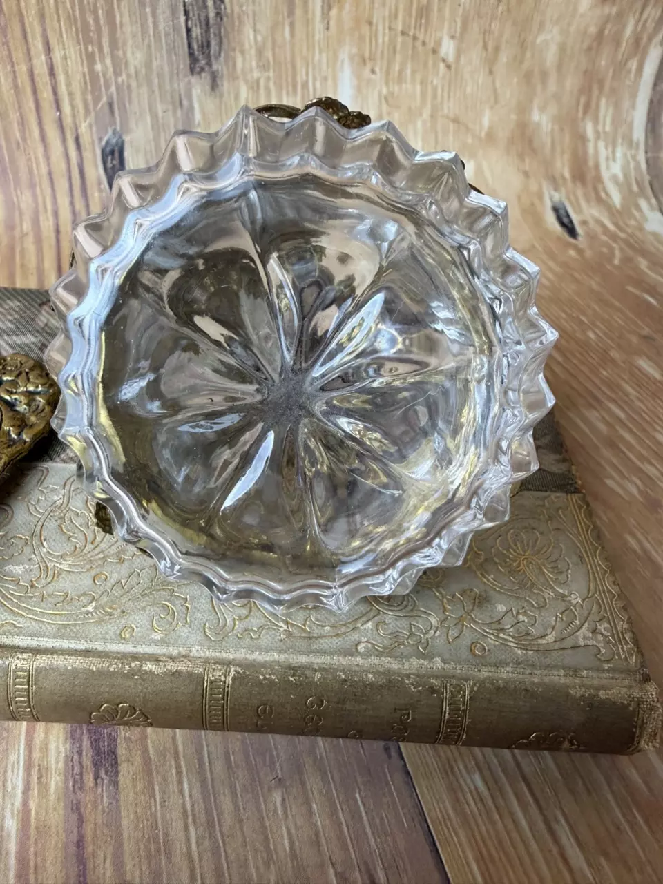 plant/Vintage Ormolu Perfume Bottle with Rose Finial – Cut Glass & Brass Vanity Bottle-8