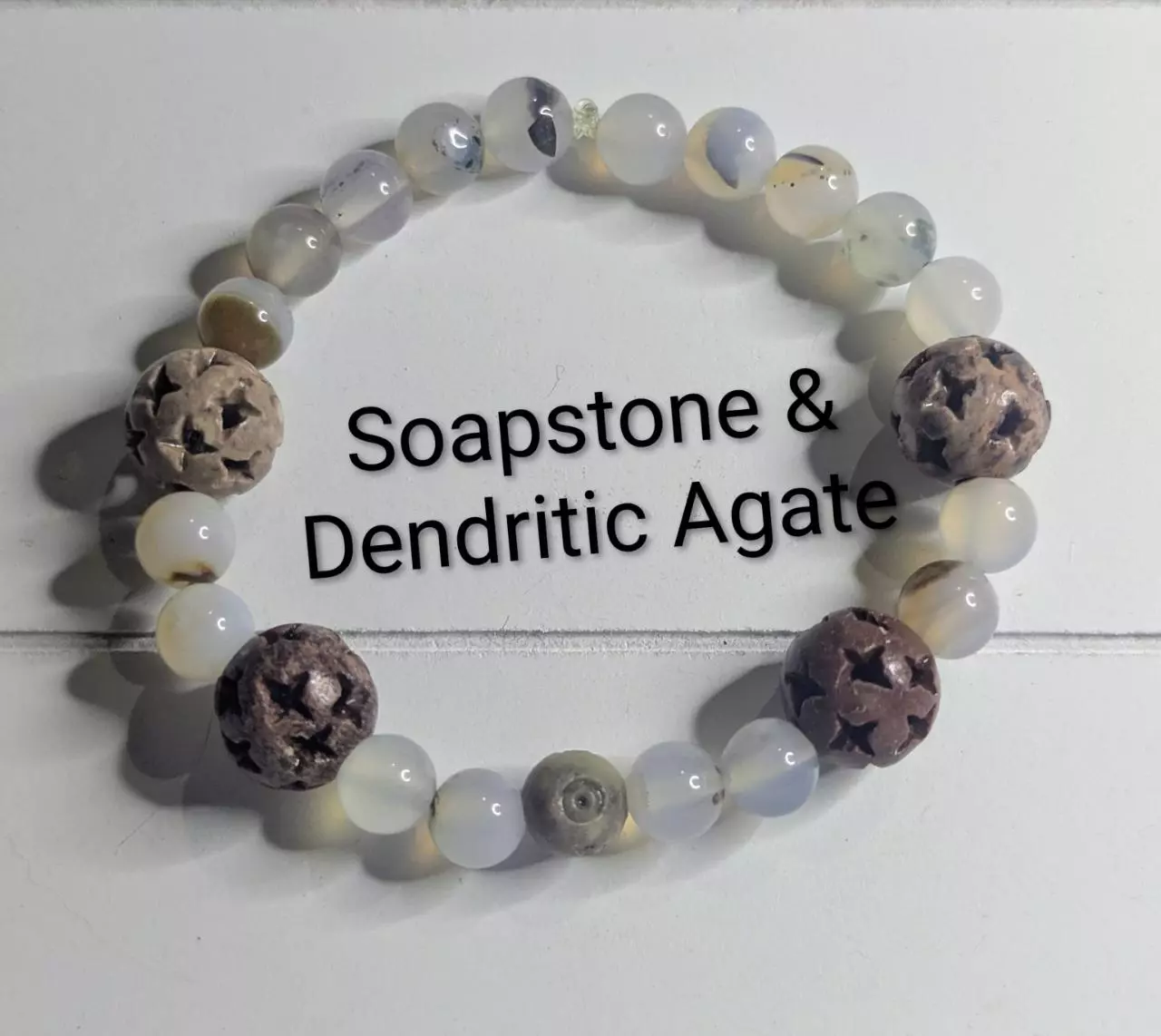 plant/Soapstone & Dendritic Agate Bracelet-0