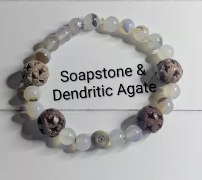 plant/Soapstone & Dendritic Agate Bracelet-0-thumbnail