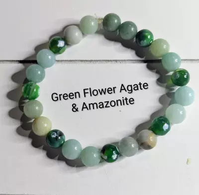 plant/Green Flower Agate & Amazonite Bracelet-0-thumbnail