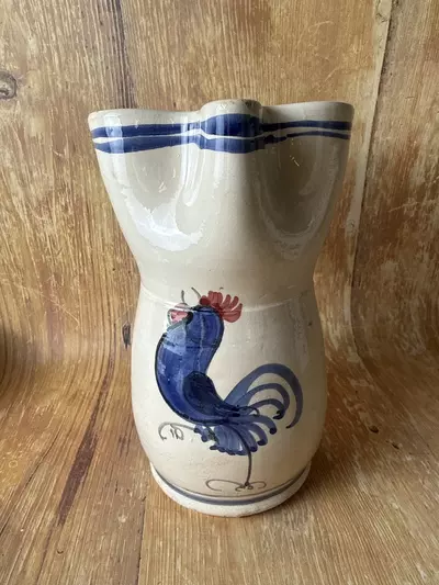 plant/Handmade Folk Pottery Rooster Pitcher-0-thumbnail