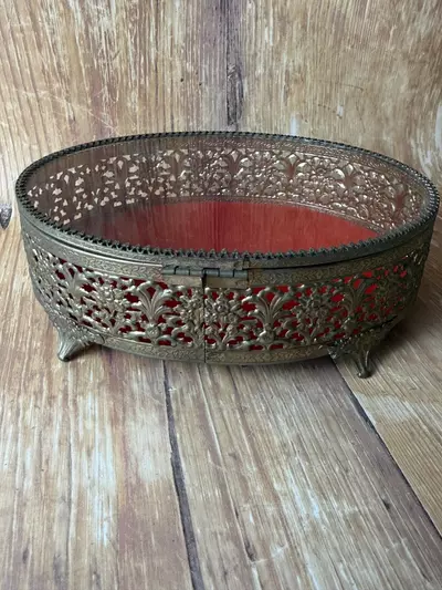 plant/Oval Ormolu Glass Jewelry Box-6-thumbnail