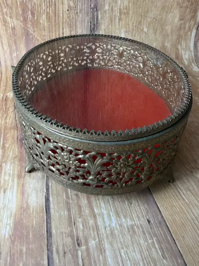 plant/Oval Ormolu Glass Jewelry Box-7-thumbnail