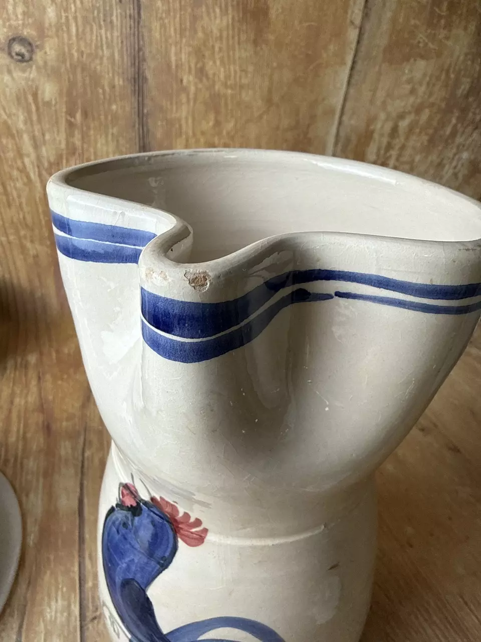 plant/Handmade Folk Pottery Rooster Pitcher-5