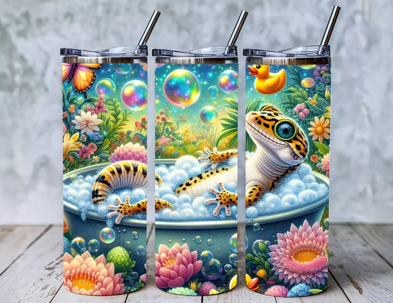 plant/20 oz Leopard Gecko Bubble Bath Tumbler  (SHIPS FREE)-0