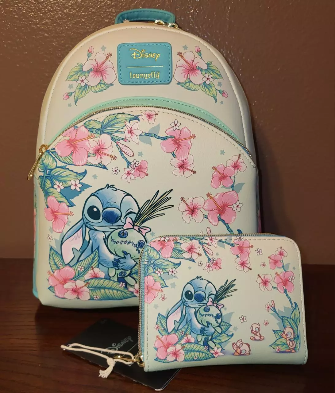 plant/Stitch Teal Loungefly Backpack & Matching Wallet-0