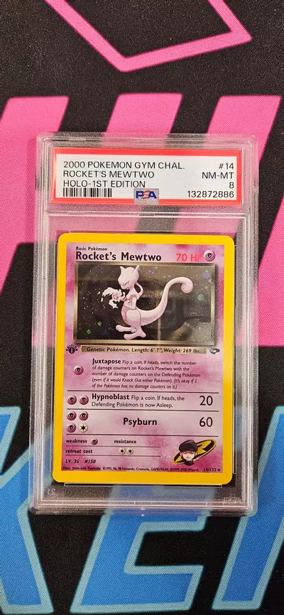 plant/Rockets Mewtwo 1at edition #14 PSA 8 Slab-0-thumbnail