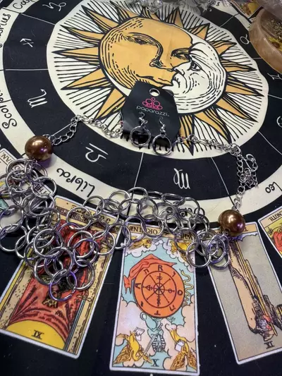 plant/Paparazzi brown and silver tone necklace and earring set NWT-1-thumbnail