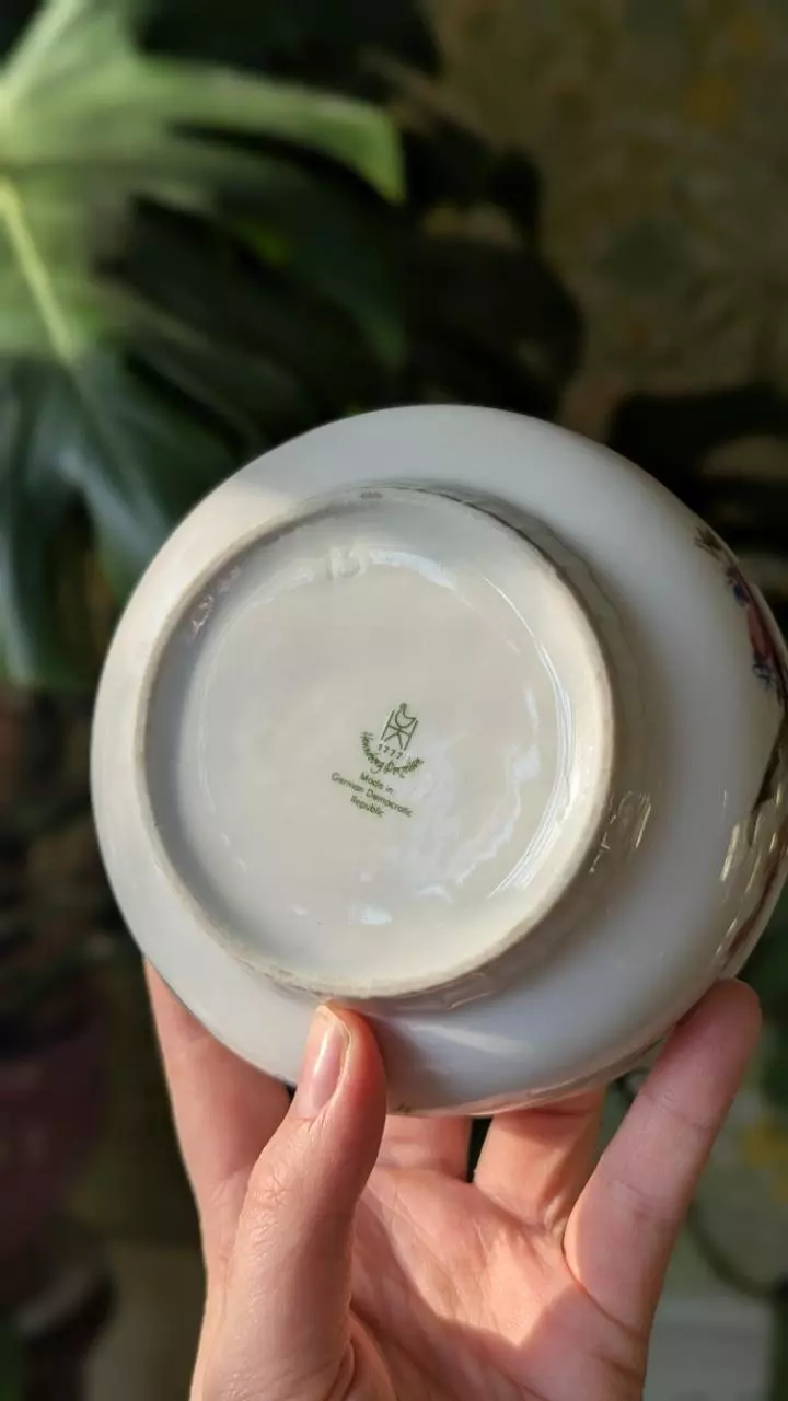 plant/Set of 5 vintage porcelain bowls with gold leaf (was $25)-2