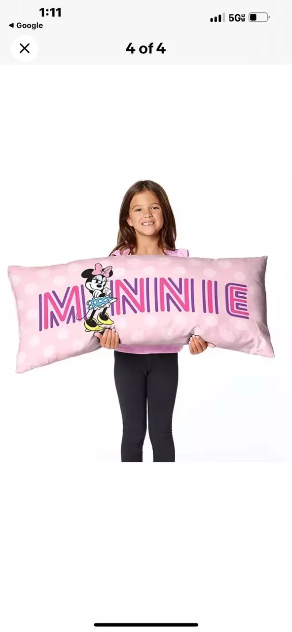 plant/Minnie Mouse Body Pillow Reversible Design Kids Child 18" x 36"-3