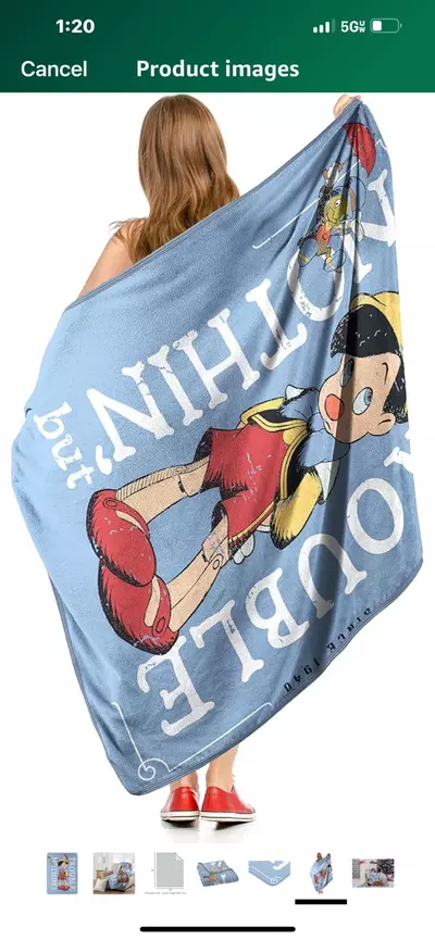 plant/Northwest Disney's Pinocchio Micro Raschel Throw Blanket, 46" x 60", Trouble-4-thumbnail