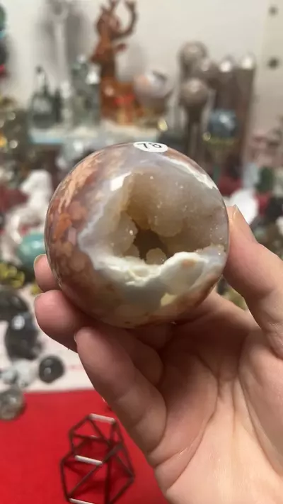 plant/$62| Druzy Pink Cotton Candy Agate Sphere 60mm-1-thumbnail