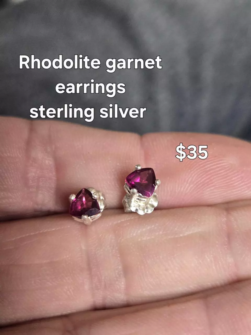 plant/Rhodolite garnet earrings.-0