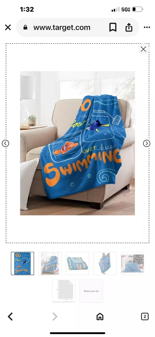 plant/Northwest Finding Nemo Micro Raschel Throw Blanket, 46" x 60", with The Flow Mul-1