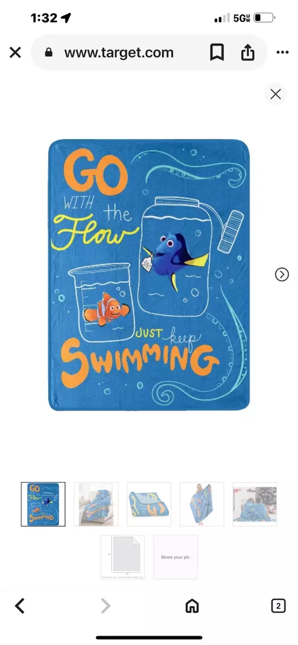 plant/Northwest Finding Nemo Micro Raschel Throw Blanket, 46" x 60", with The Flow Mul-0