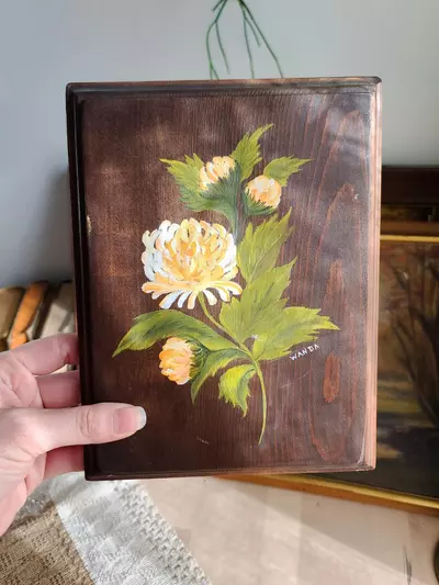 plant/Hand Painted Mum Flower on Wood-0-thumbnail