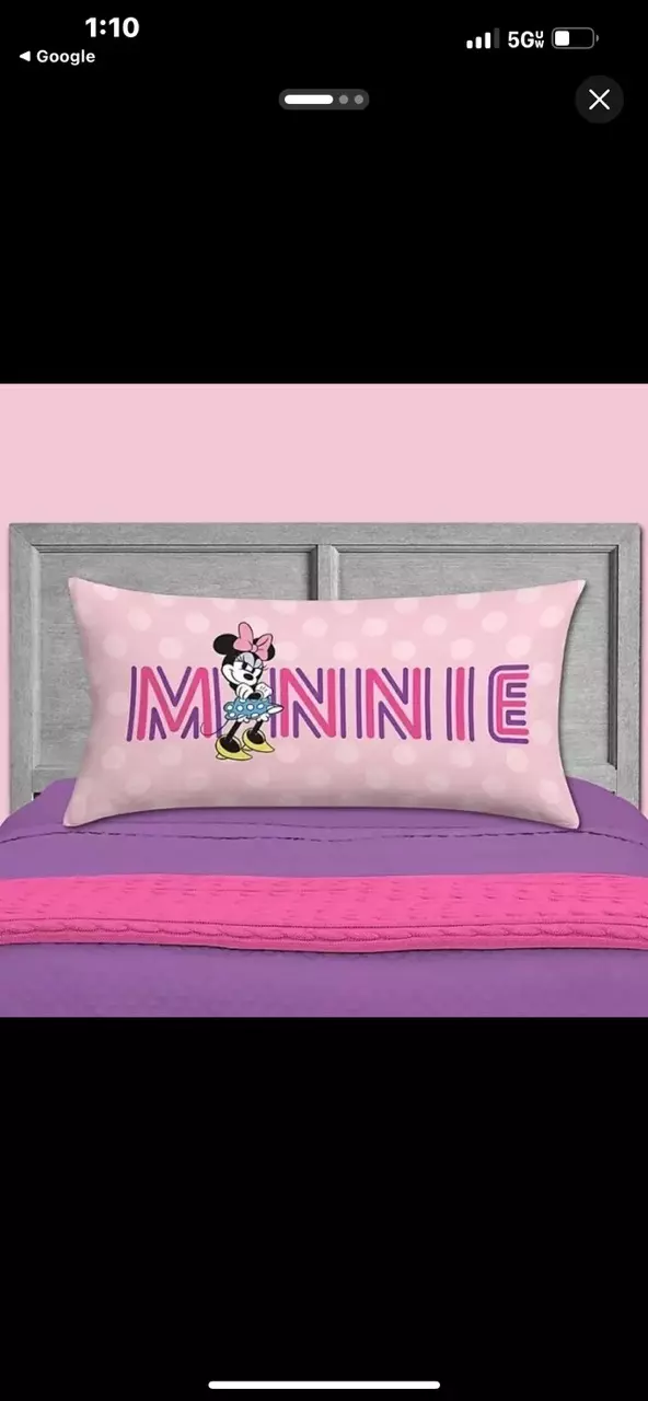 plant/Minnie Mouse Body Pillow Reversible Design Kids Child 18" x 36"-0