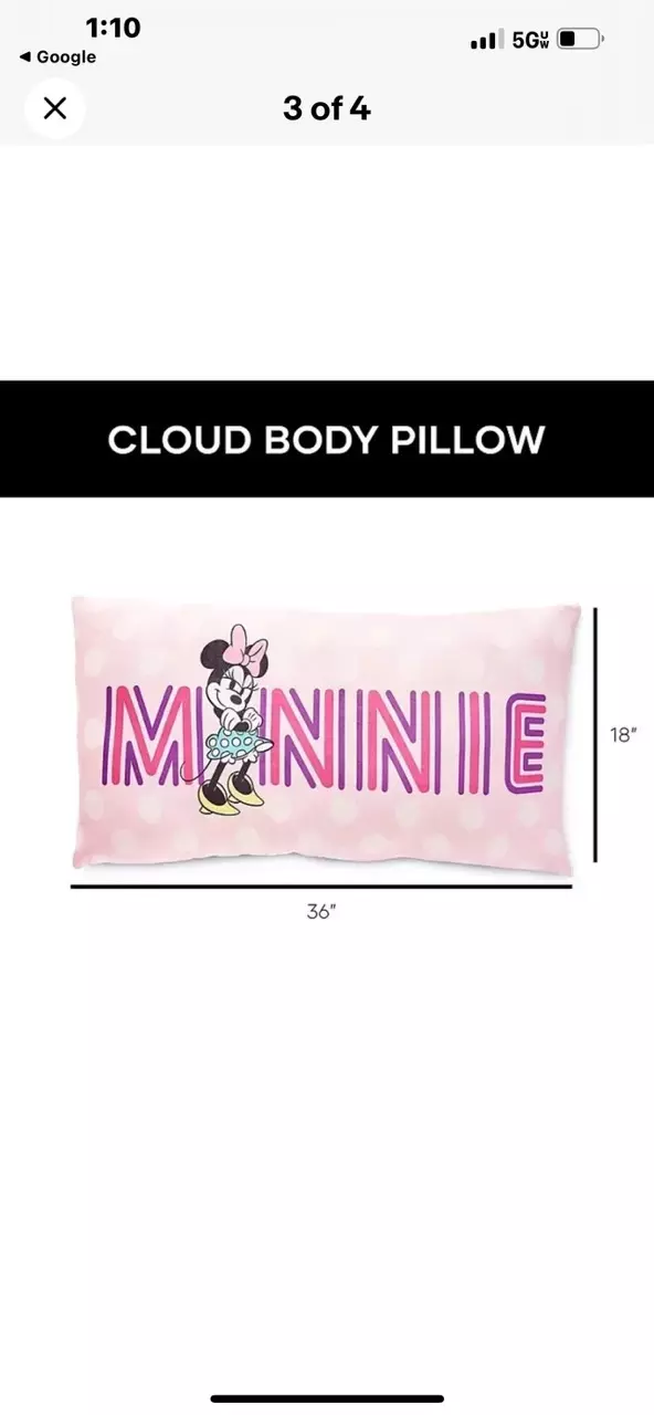 plant/Minnie Mouse Body Pillow Reversible Design Kids Child 18" x 36"-1