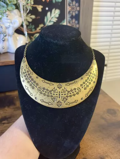 plant/Aztec Design Choker Bib Necklace-0-thumbnail