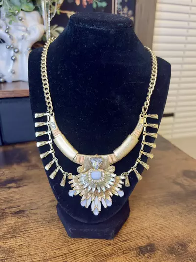 plant/Gold Tone Egyptian Style Necklace-0-thumbnail