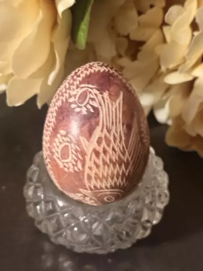 plant/carved fish alabaster egg-0-thumbnail