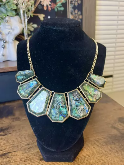 plant/Abalone Shell Bib Pendent Necklace-0-thumbnail