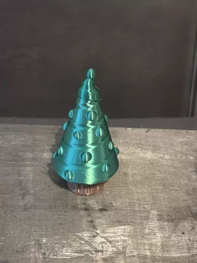 plant/3D Printed Christmas Tree with Round Ornaments Small Container Green an Brown-0-thumbnail