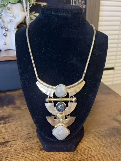 plant/Gold Tone Geometric Choker Necklace-0-thumbnail