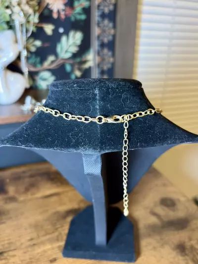 plant/Gold Tone Necklace w/ Turquoise Stones-2-thumbnail