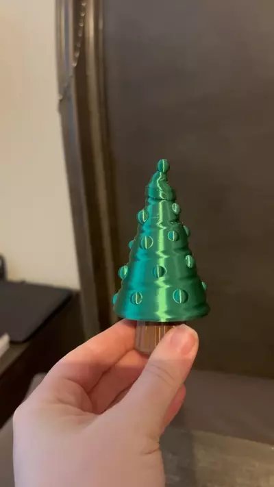 plant/3D Printed Christmas Tree with Round Ornaments Small Container Green an Brown-4-thumbnail